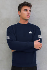 Adds Future Icon 3-Stripes Full Sleeves Sweatshirt In Navy Blue