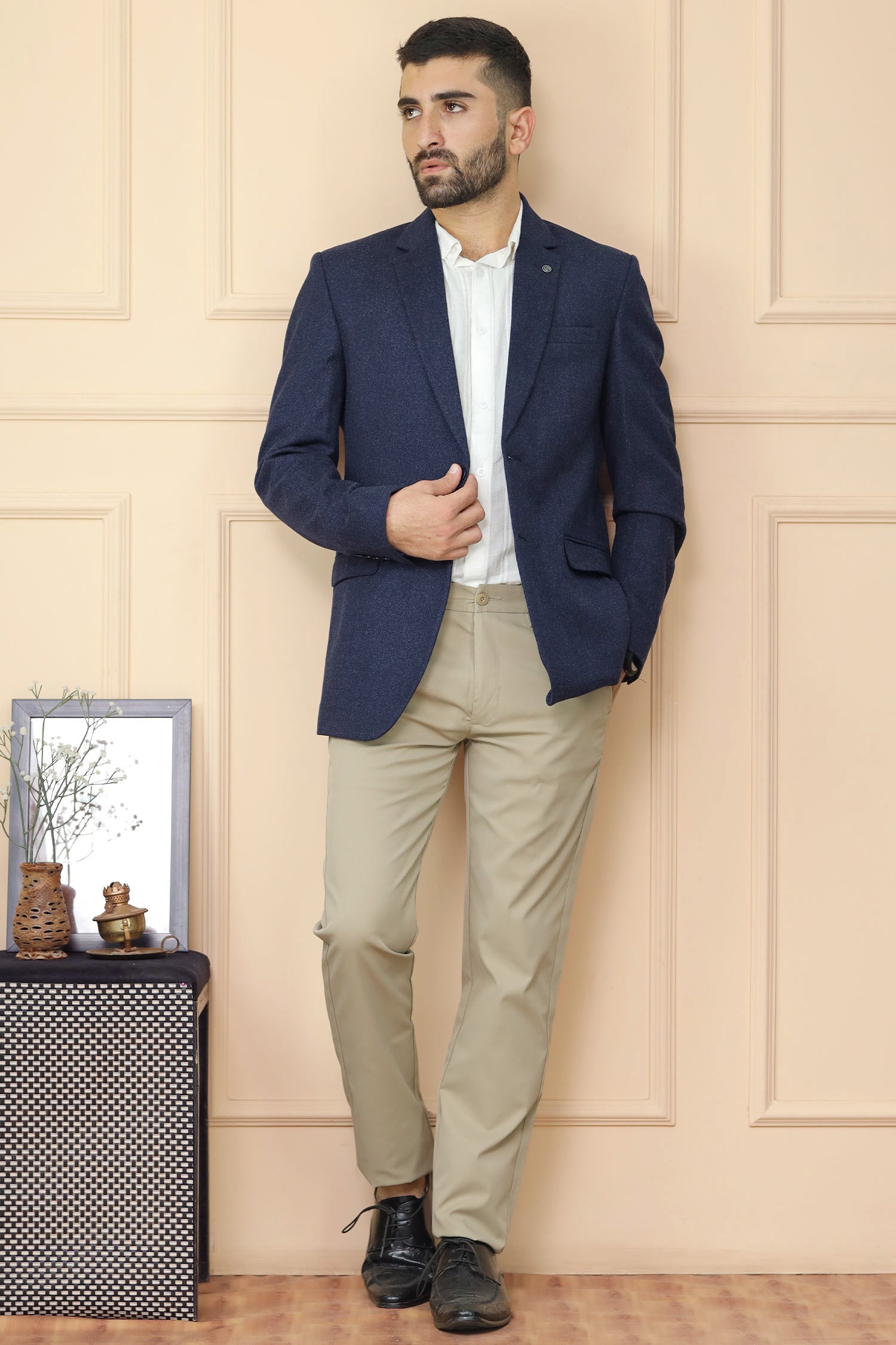 Classic Rich Self Pattern Men Blazer