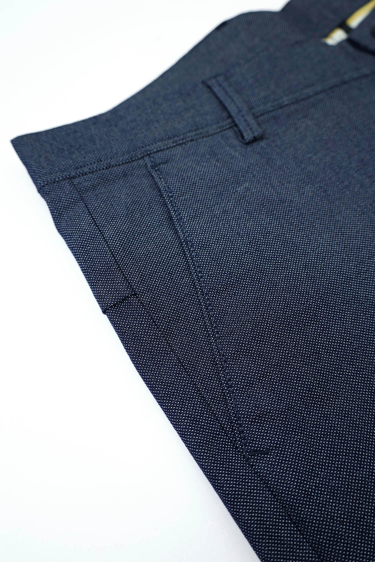 Self Texture Men's Slim fit Cotton Pant in Navy Blue