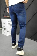 Light Faded Slim Fit Turbo Jeans In Navy Blue