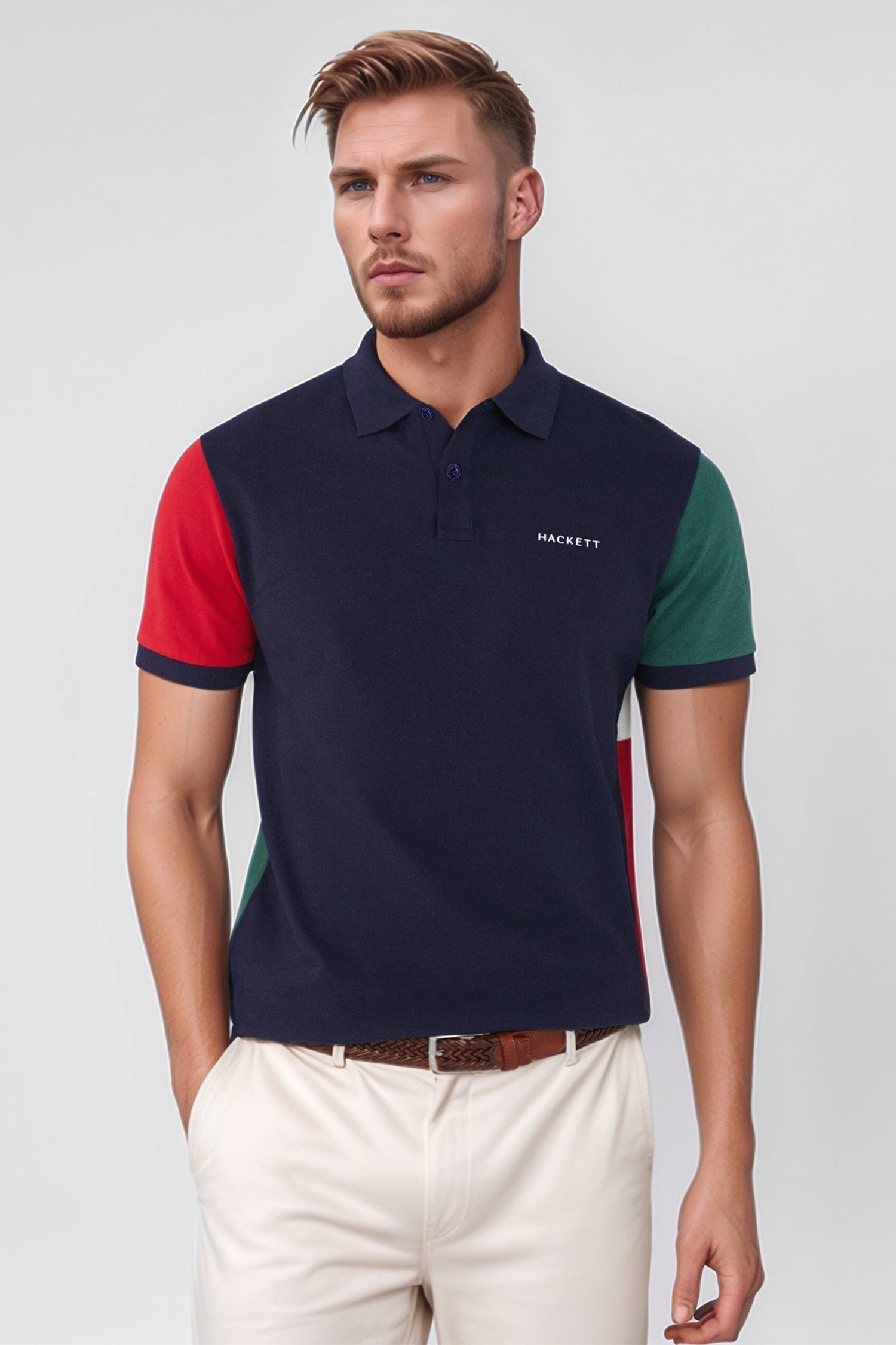 Hackt Heritage Multi Nbrs Short Sleeve Men's Polo Shirt In Navy Blue
