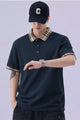 Turbo Plaid Pattern Collered Men's Polo T-Shirt In Dark Navy
