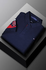Tmy Hlfgr Monotype Flag Arm Men's Polo Shirt In Navy Blue