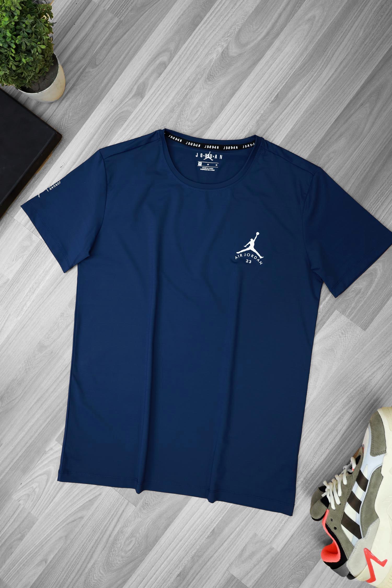Dry Fit Crew Neck Tee With Jrdn Aplic Logo In Navy Blue