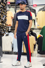 Turbo Color-Block Pannel Quick-Dry Tracksuit In Navy Blue