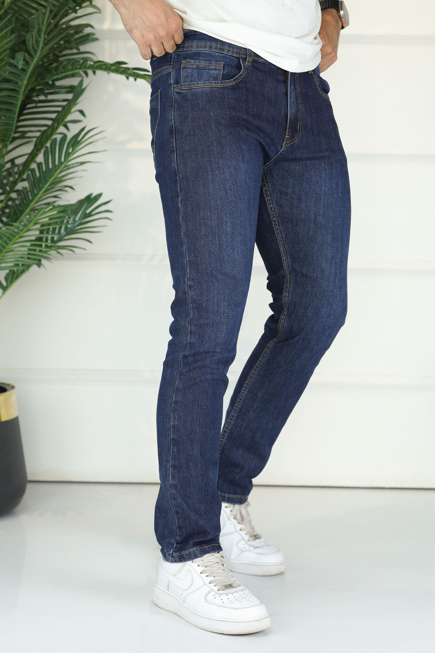 Turbo Heritage Standard Slim Fit Jeans In Navy Blue