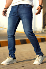 Turbo Slim Fit Jeans In Navy Blue