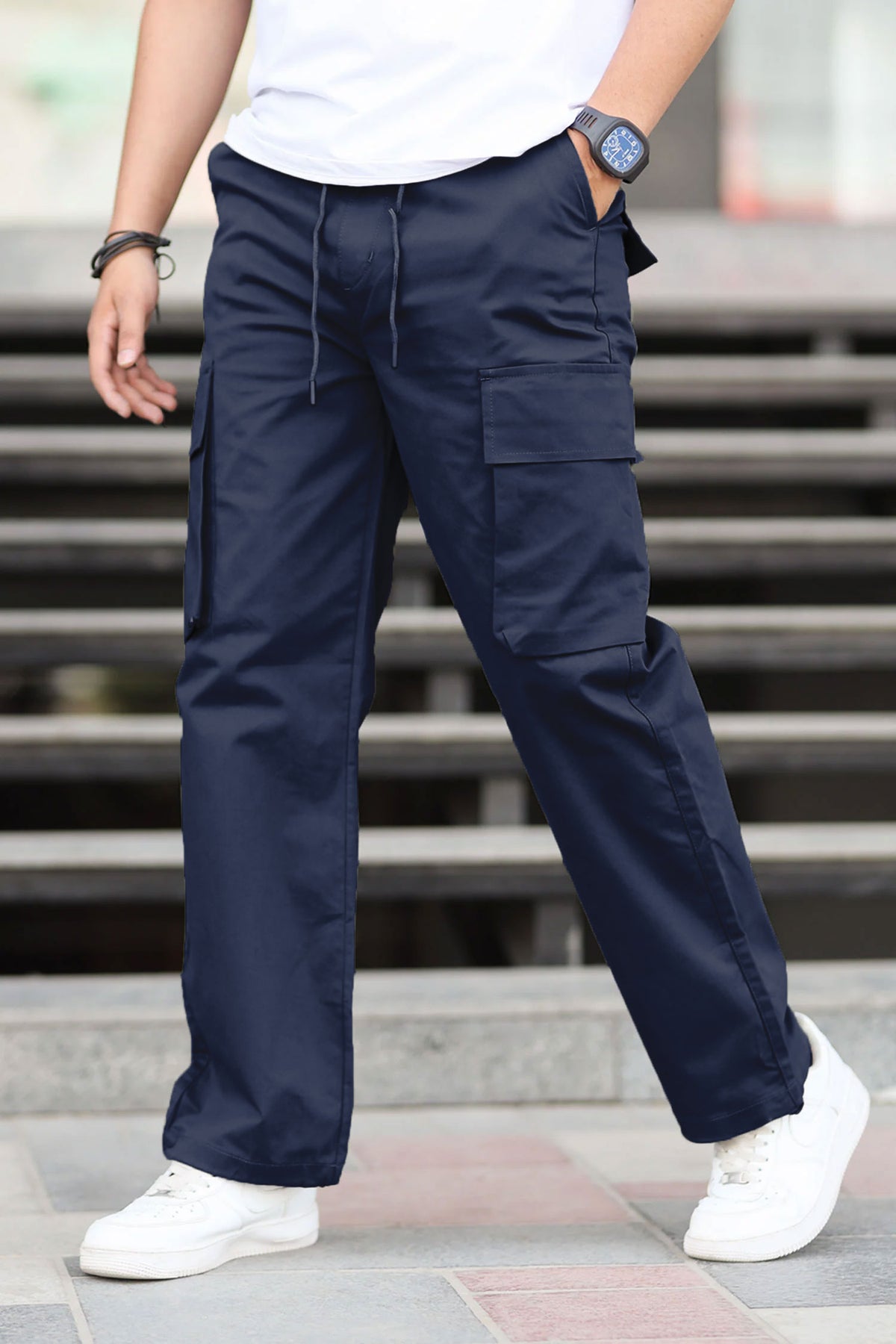 Turbo Relaxed Life Cotton Baggy Fit Trouser In Navy Blue