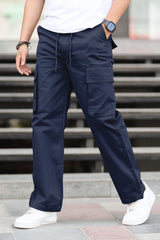 Turbo Relaxed Life Cotton Baggy Fit Trouser In Navy Blue