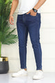 Turbo 'Street-Style' Ankle Grazer Ankle Fit Jeans In Navy Blue