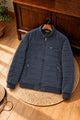 Turbo Quilted Bomber-Effect Imported Men's Suede Jacket In Navy Blue