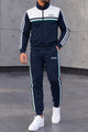 Adds Retro Chest Stripe Zipper Men's Co-Ord Set In Navy Blue