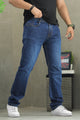 Turbo Regular Straight Slim Fit Denim Jeans In Navy Blue