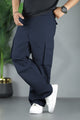 Turbo Hexa Pockets Loose Bottom Cargo Trouser In Navy Blue