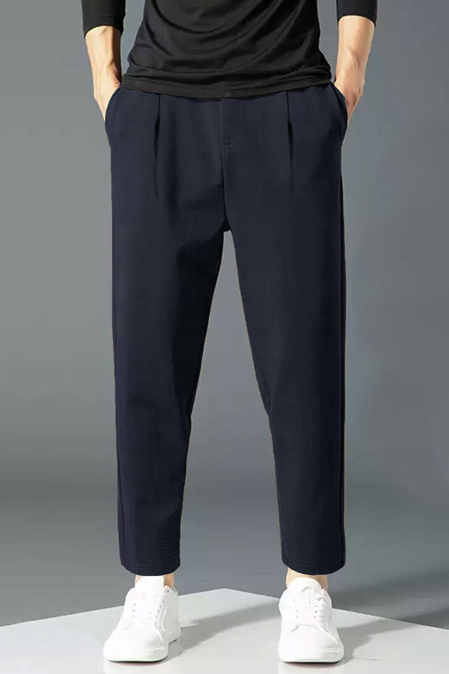 Turbo High Rise Pleated Waffle Pattern Loose Bottom Trouser