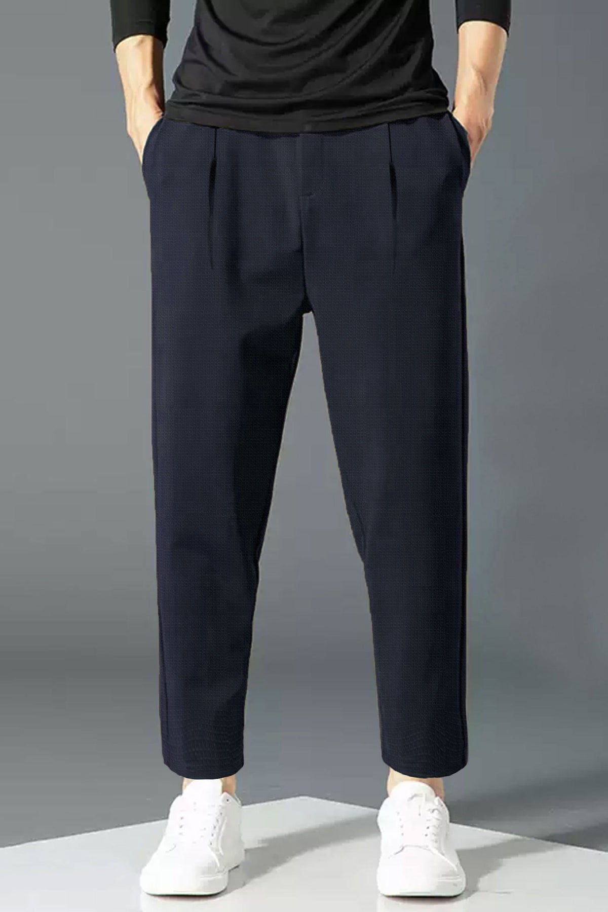 Turbo High Rise Pleated Waffle Pattern Loose Bottom Trouser