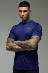 Jrdn Paris Slogan Edition Dry-Fit Tee In Navy Blue