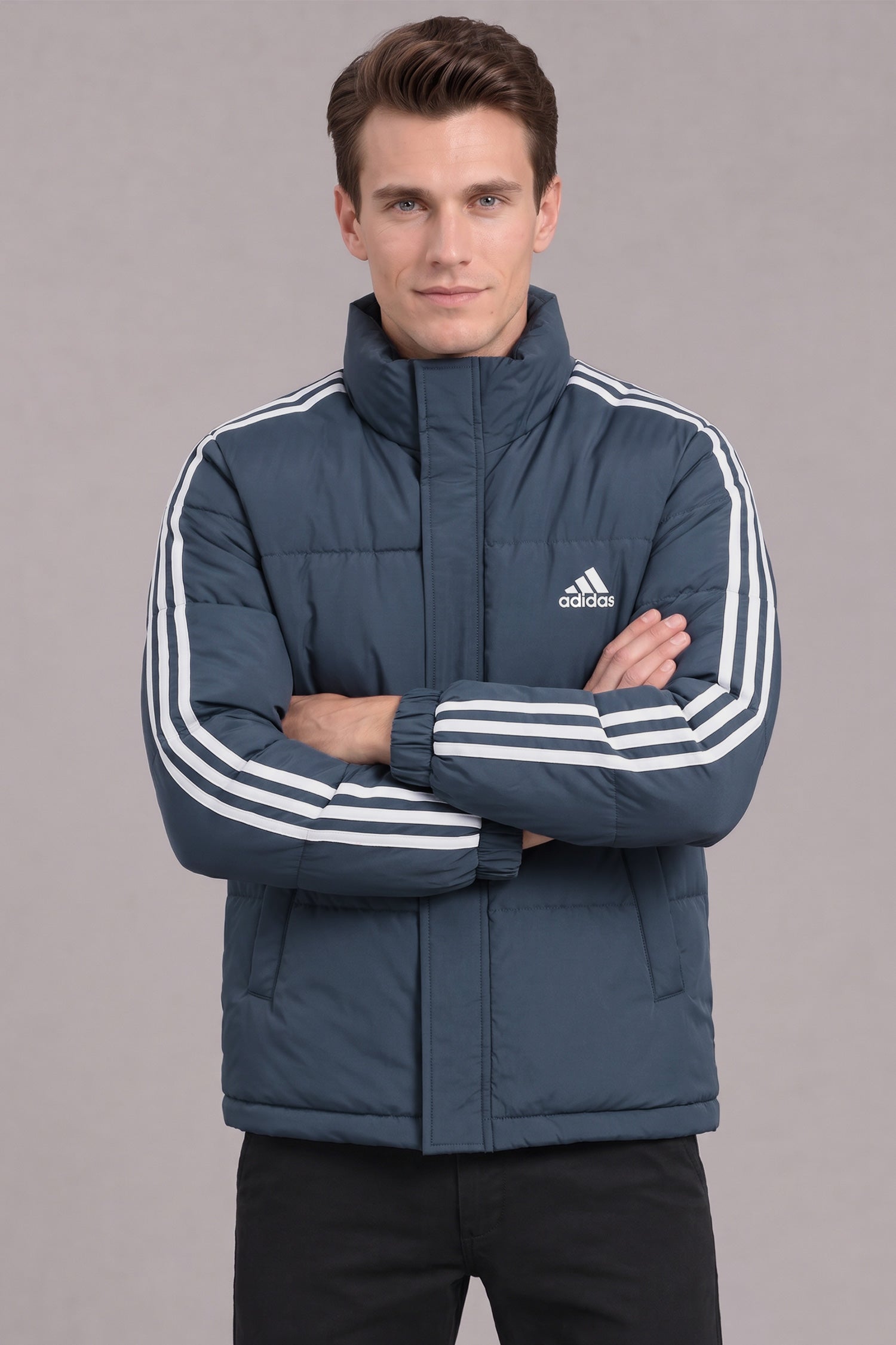 Adds Horizontal Baffled Imported Puffer Jacket