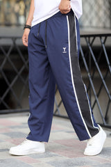 Turbo Panel Typography Micro Loose fit Trouser in Navy Blue