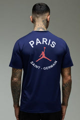 Jrdn Paris Slogan Edition Dry-Fit Tee In Navy Blue