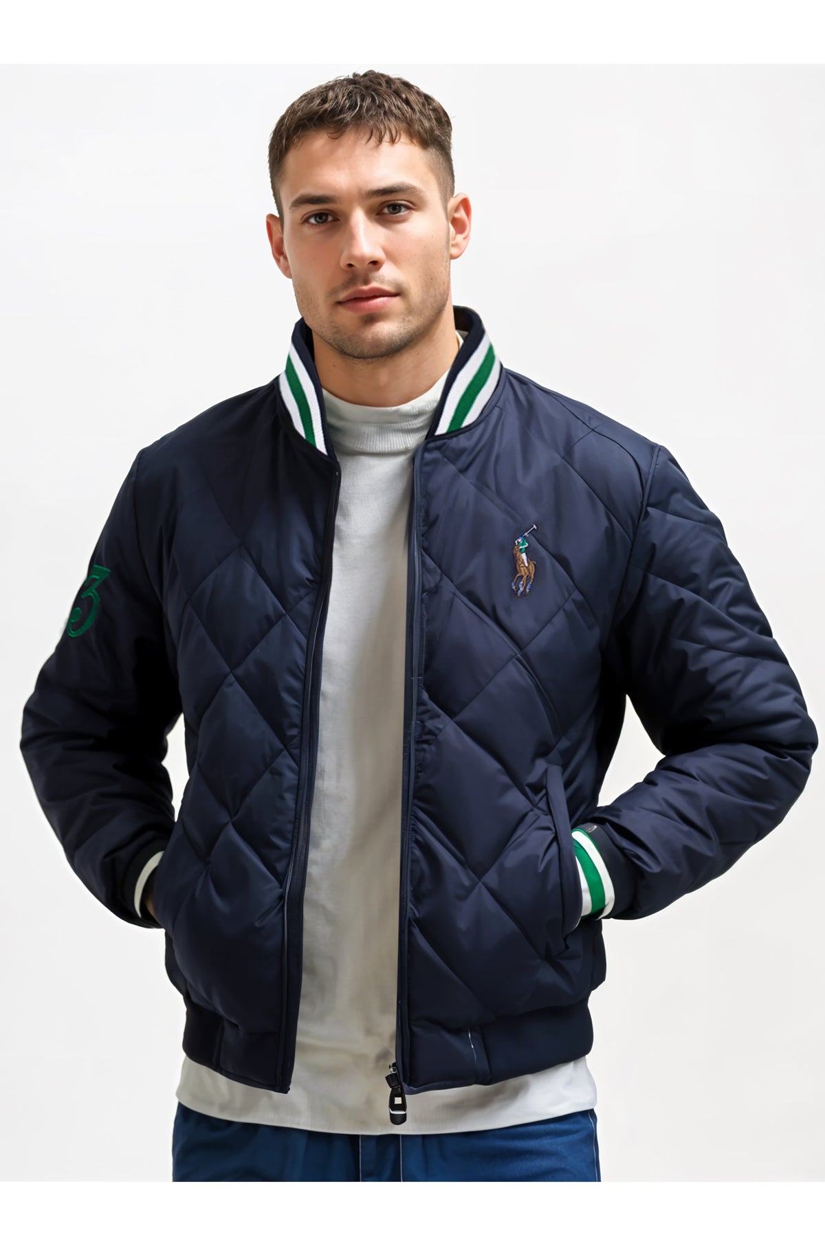 Rph Lren Polo Rib Collar Imported Puffer Jacket