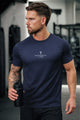Turbo Street-Style Round Neck Dry-fit Shirt In Navy Blue