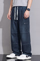 Turbo Style Cast Denim Cargo Jeans In Navy Blue