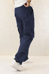 Turbo Relaxed Life Cotton Baggy Fit Trouser In Navy Blue