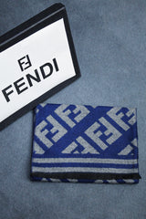 Fndi Letter Imitation Warm Wool Men Mufflers In Navy Blue