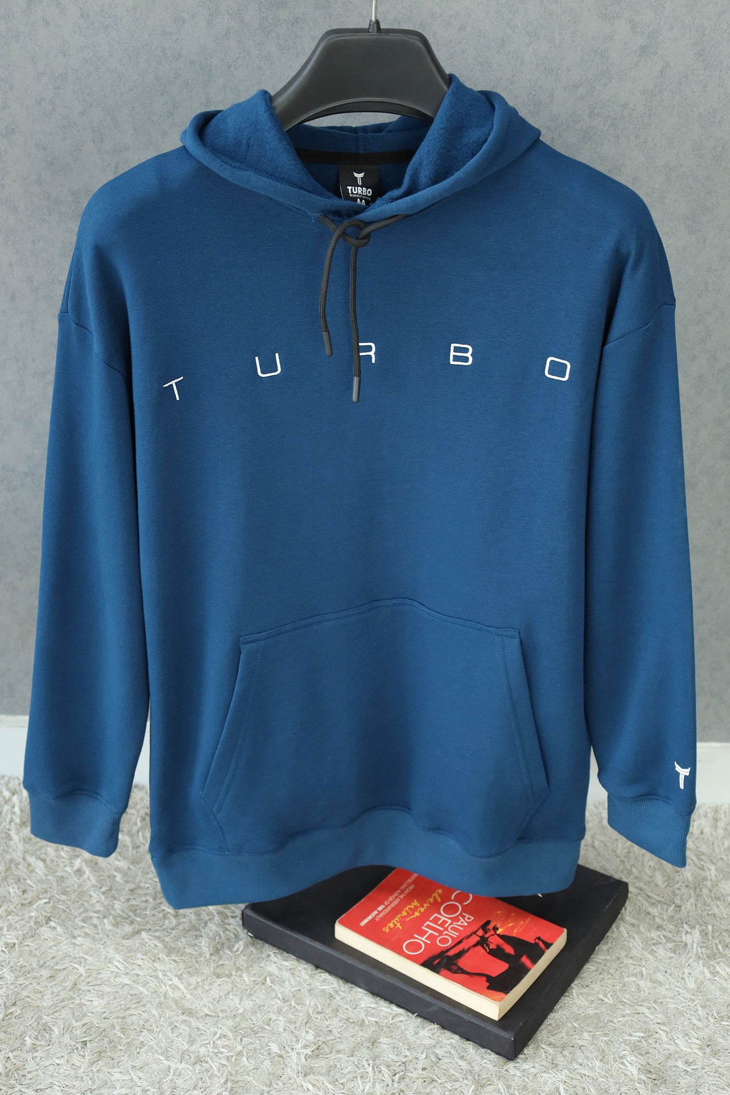 Turbo Embriodered Typography Fleece Hoodie