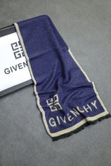 Givncy Monogram Blow Up Fine Wool Men Mufflers in Navy Blue