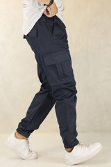 Turbo Vintage Grip Signature Imp Cotton Cargo Trouser In Navy Blue