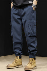 Turbo Vintage Grip Signature Imp Cotton Cargo Trouser In Navy Blue