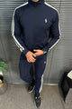 Polo Pony Style Side Stripe Men's Co-Ord Set In Navy Blue