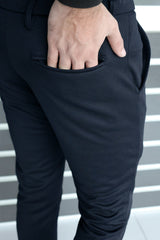 Elegant Self Texture Knitted Cotton Ankle fit Pant In Navy Blue