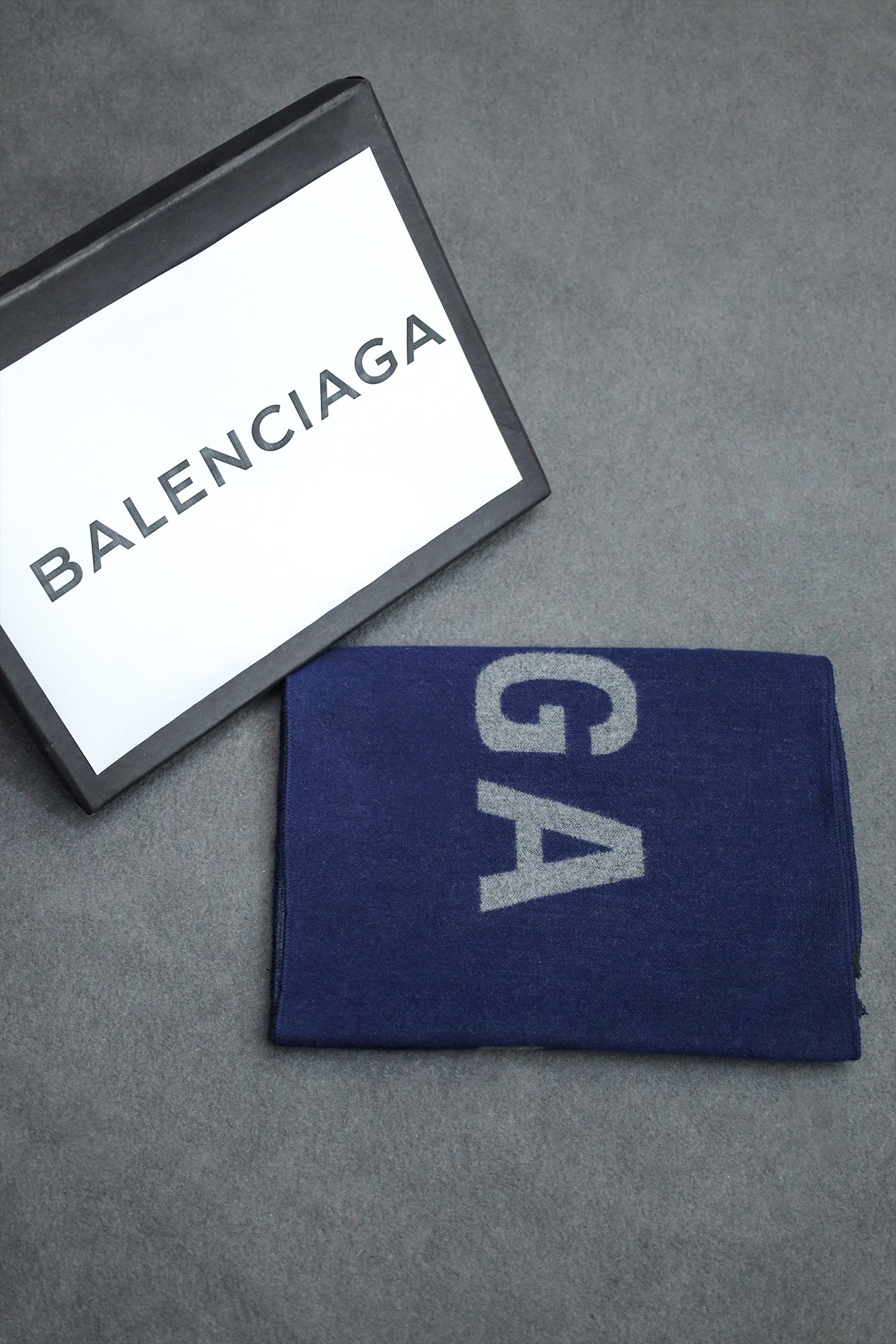 Blncaga Macro Writing Authentic Wool Men Mufflers In Navy Blue