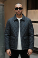 Turbo Thread Motive Quilted Puffer Jacket In Navy Blue
