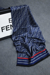 Fndi Prestgious Motif Authentic Wool Men Mufflers In Navy Blue