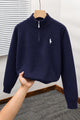 Polo Mock Neck Pullover Half-Knit Zip Imported Men's Jumper Sweater