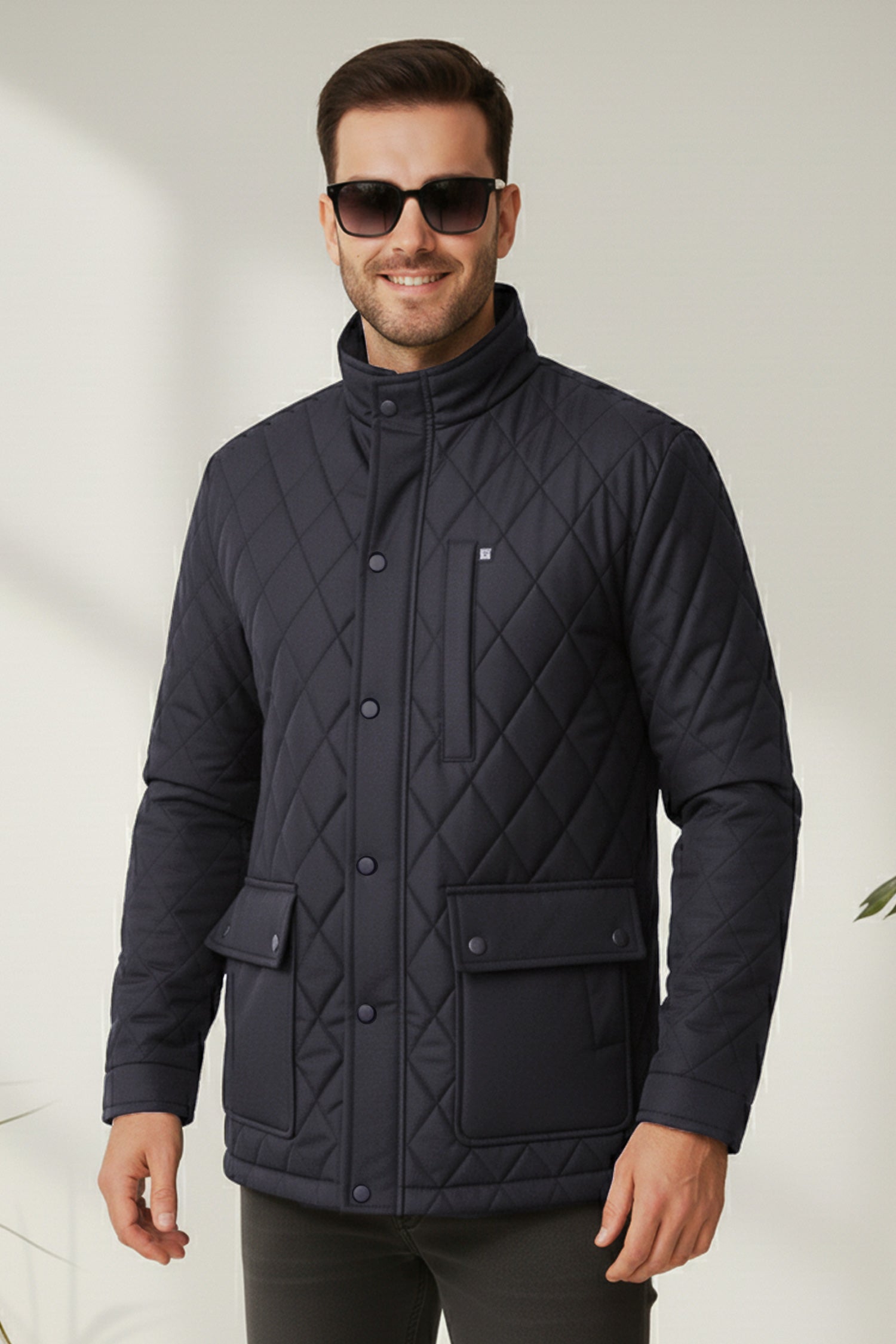 Turbo Placket Pockets Quilted Puffer Jacket