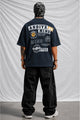 Turbo Distinctive Chest Design Oversize Tee in Navy Blue