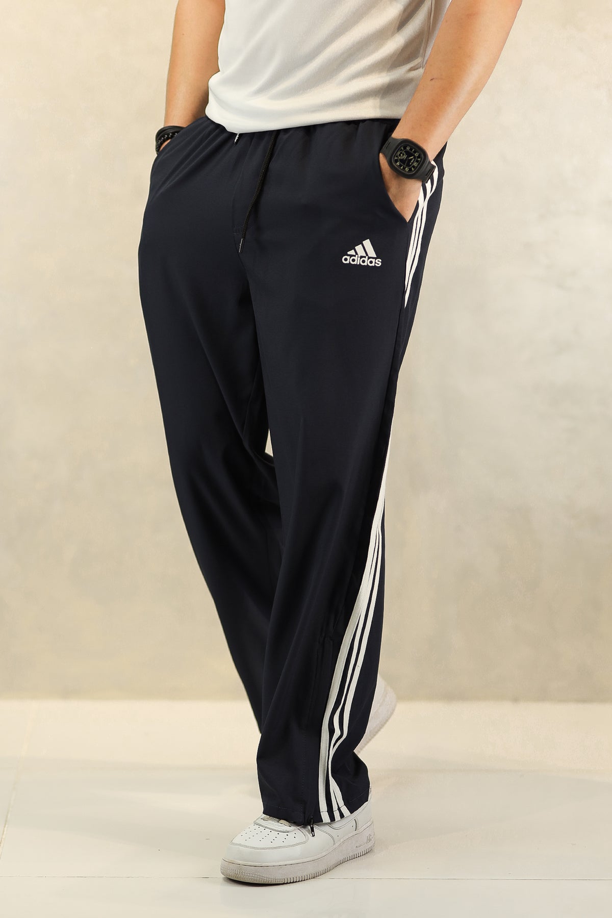 Adds Loose Bottom Zip Style Imported Sportswear Trouser in Navy Blue