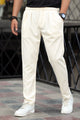 Turbo Pique Textured Double Plate SlimFit Trouser In Off White