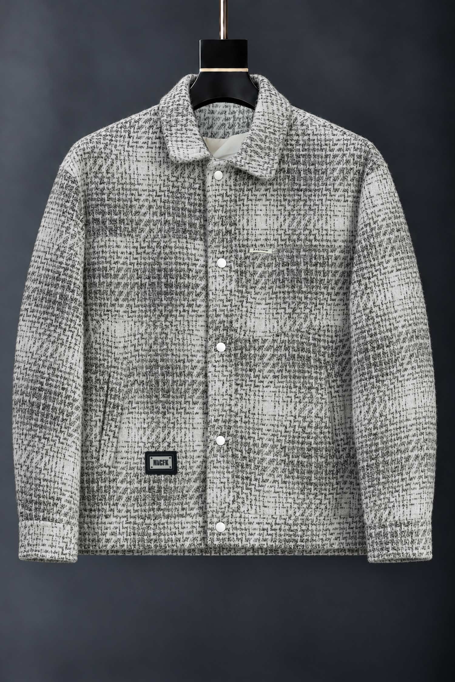 Outerwear Tweed Checkered Imported Men's Wool Jacket In Off White
