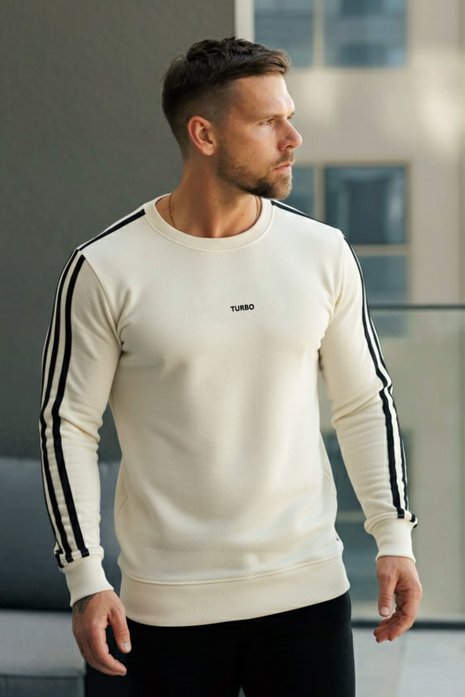 Turbo 3 Stripes Mock Neck Men's Sweatshirt
