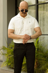 Turbo Creamline Striped Comfort Casual Shirt In Off White