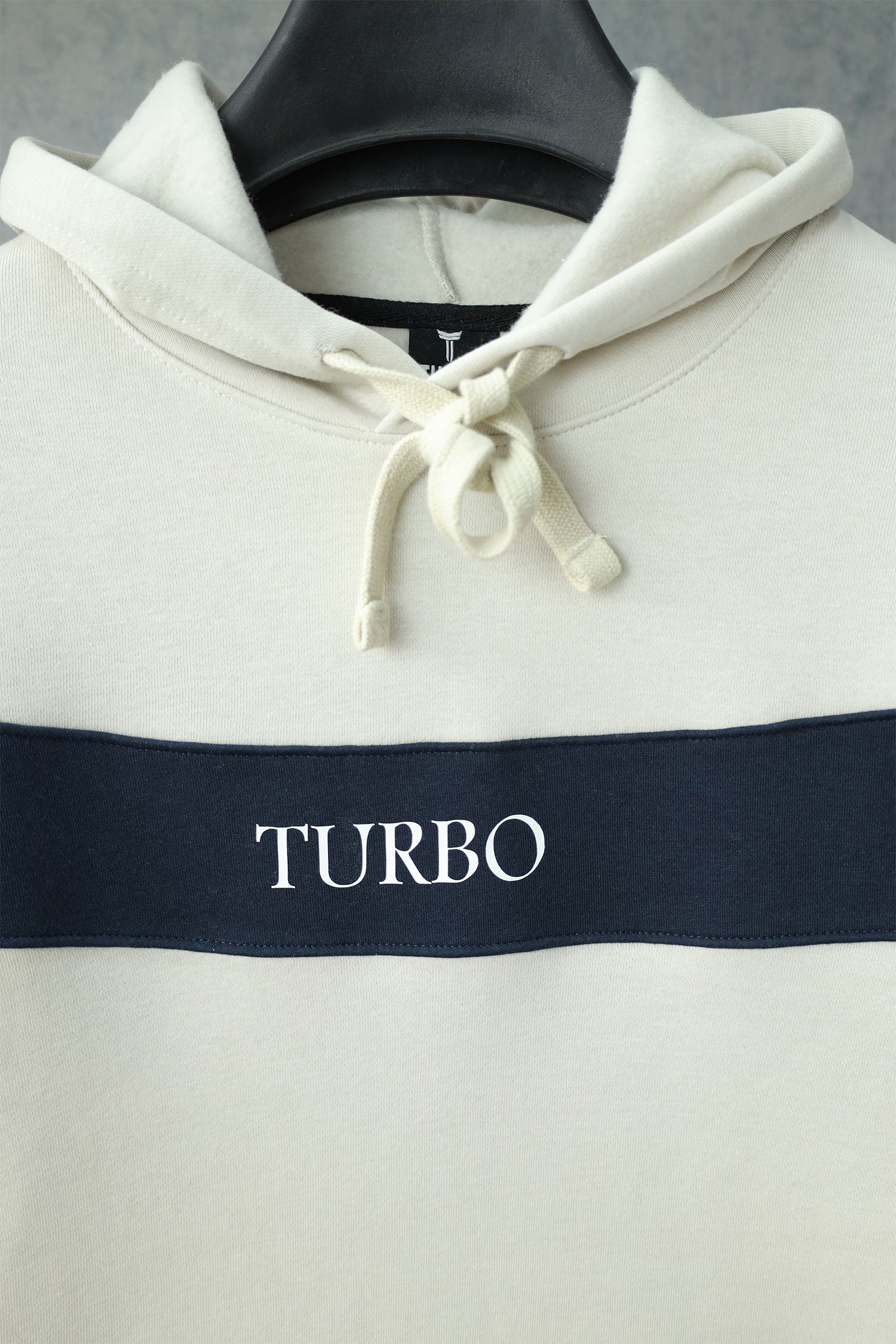 Turbo Panel Typography Fleece Hoodie In Off White