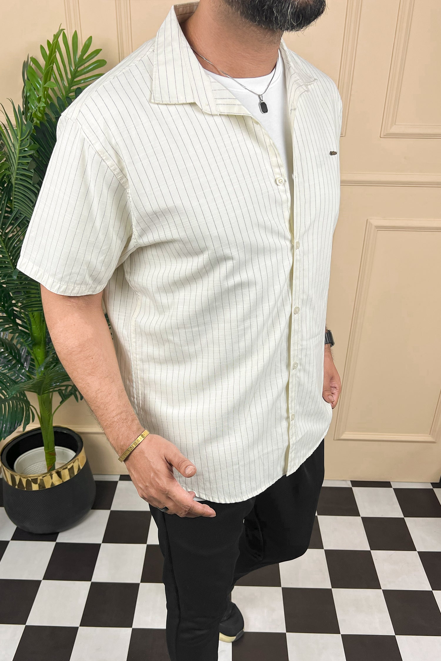 Turbo Creamline Striped Comfort Casual Shirt
