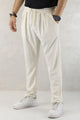 Turbo Pique Textured Double Plate SlimFit Trouser In Off White