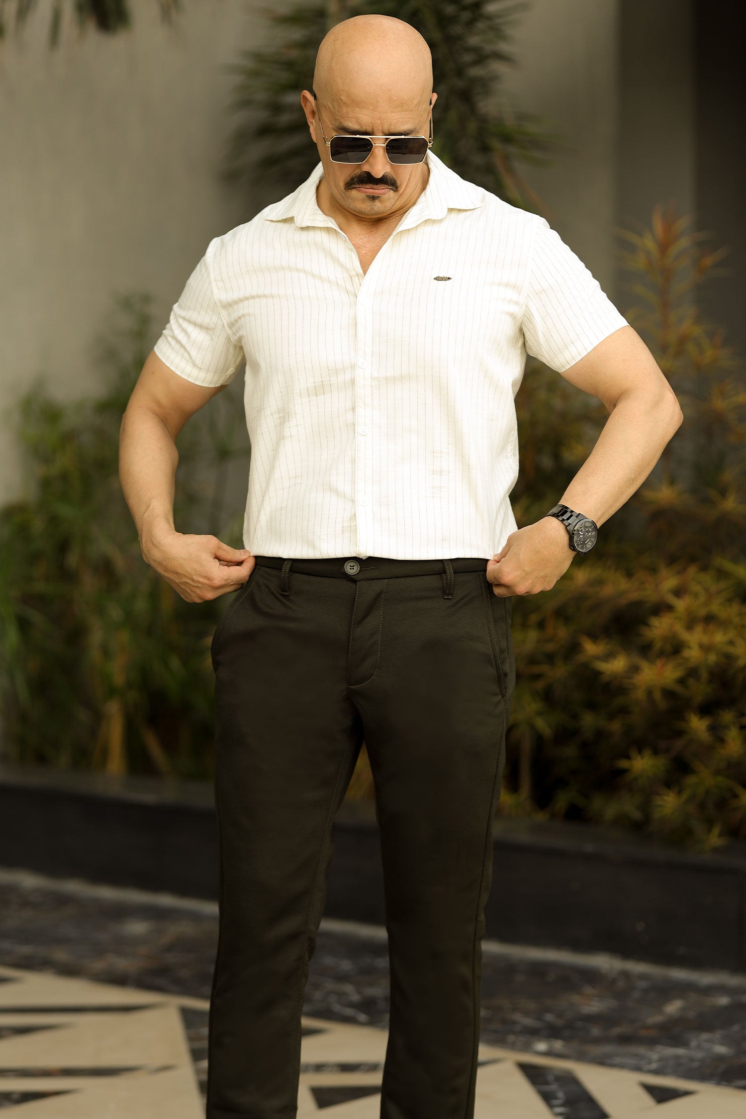 Turbo Creamline Striped Comfort Casual Shirt In Off White